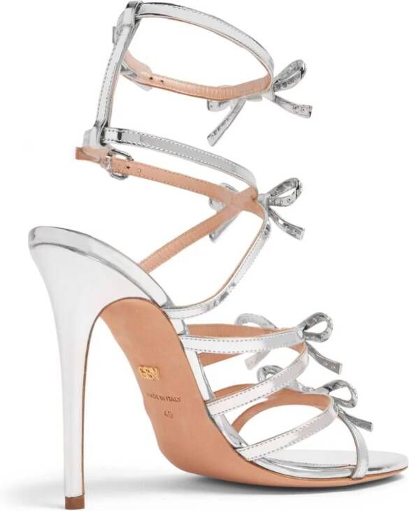 Giambattista Valli Love Bow 105mm leather sandals Silver