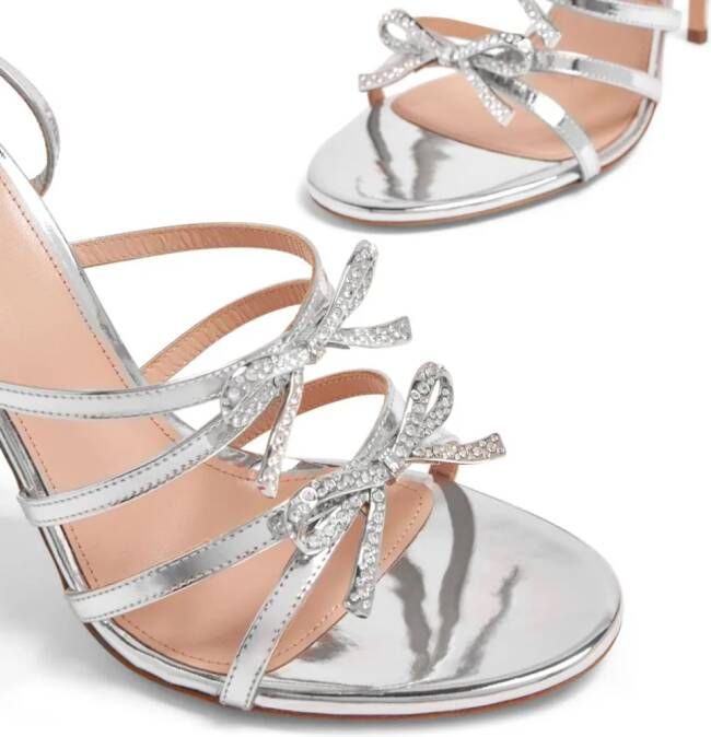 Giambattista Valli Love Bow 105mm leather sandals Silver