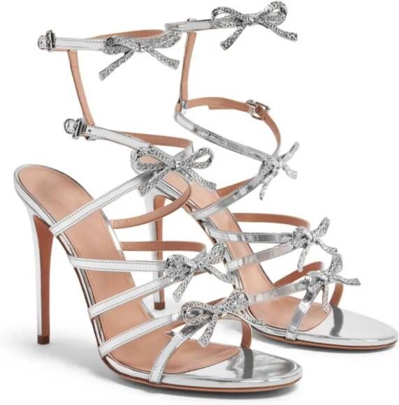 Giambattista Valli Love Bow 105mm leather sandals Silver