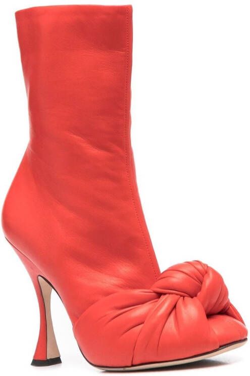 Giambattista Valli ruched heeled leather boots Red