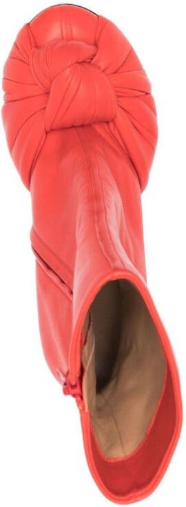 Giambattista Valli ruched heeled leather boots Red