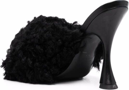 Giambattista Valli shearling strap mules Black