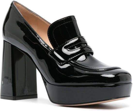 Gianvito Rossi 100mm patent-leather platform loafers Black