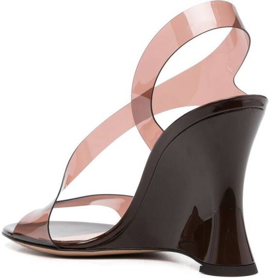 Gianvito Rossi 100mm transparent wedge sandals Brown