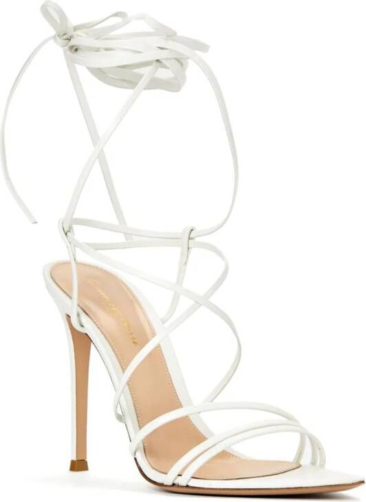 Gianvito Rossi 105mm lace-up leather sandals White