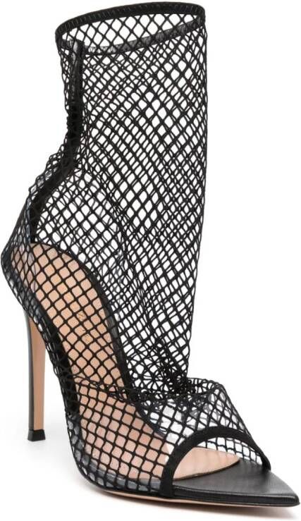 Gianvito Rossi 105mm mesh-detailing leather pumps Black