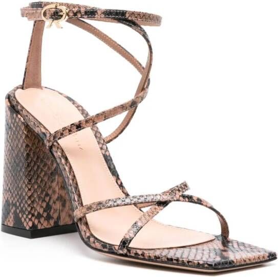 Gianvito Rossi 105mm snakeskin leather sandals Neutrals