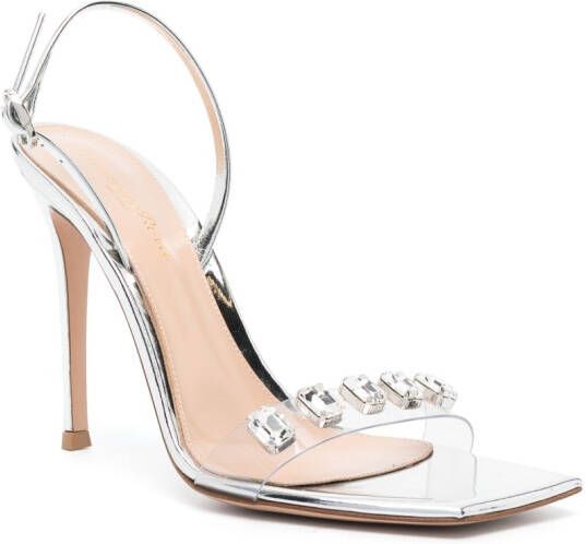 Gianvito Rossi 115mm crystal-embellished metallic sandals Silver