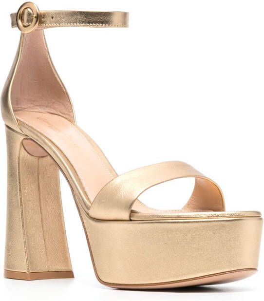 Gianvito Rossi 120mm leather platform sandals Gold