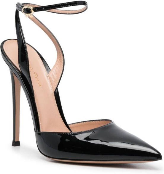 Gianvito Rossi 130mm patent pointed sandals Black