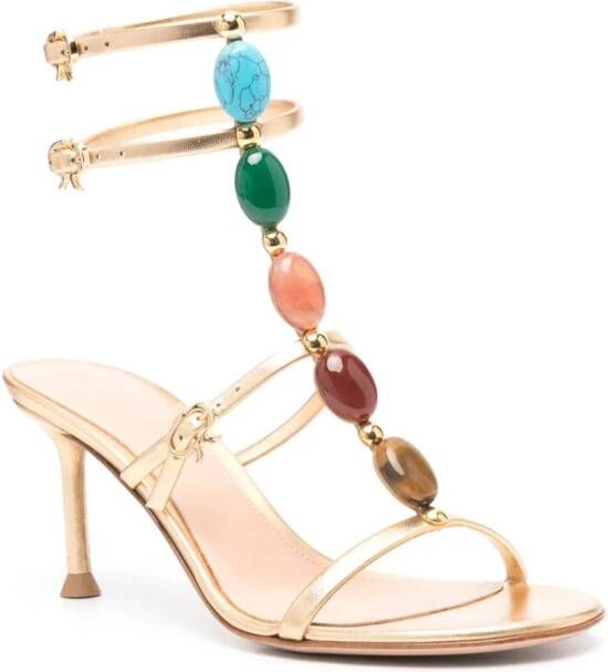 Gianvito Rossi 70mm Shanti leather sandals Gold