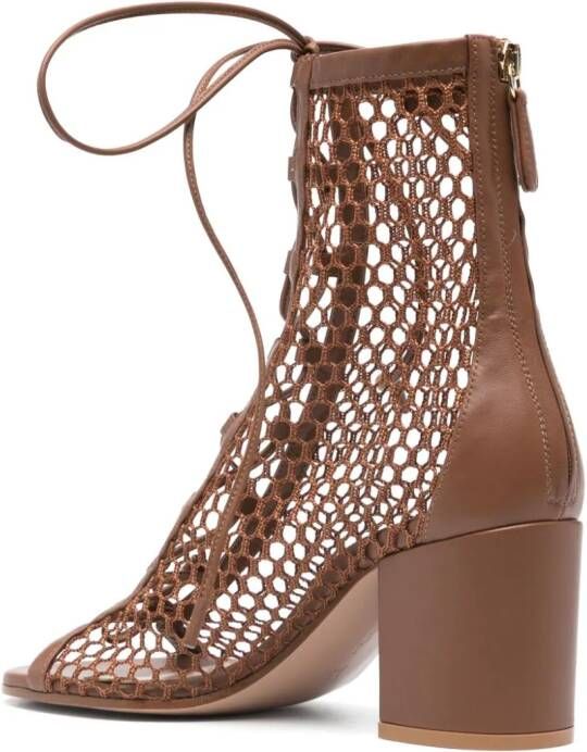 Gianvito Rossi 75mm leather-trim mesh sandals Brown