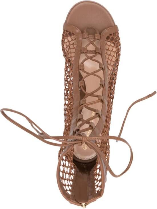 Gianvito Rossi 75mm leather-trim mesh sandals Brown