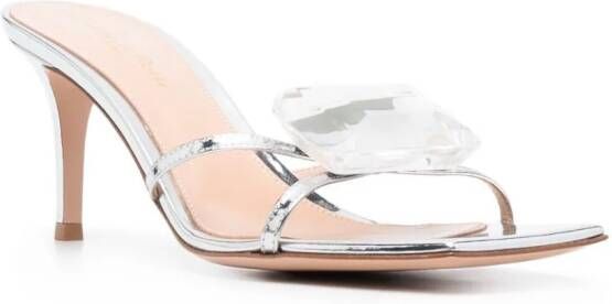 Gianvito Rossi 80mm gemstone-detail leather mules Silver