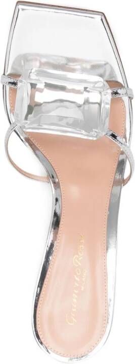 Gianvito Rossi 80mm gemstone-detail leather mules Silver