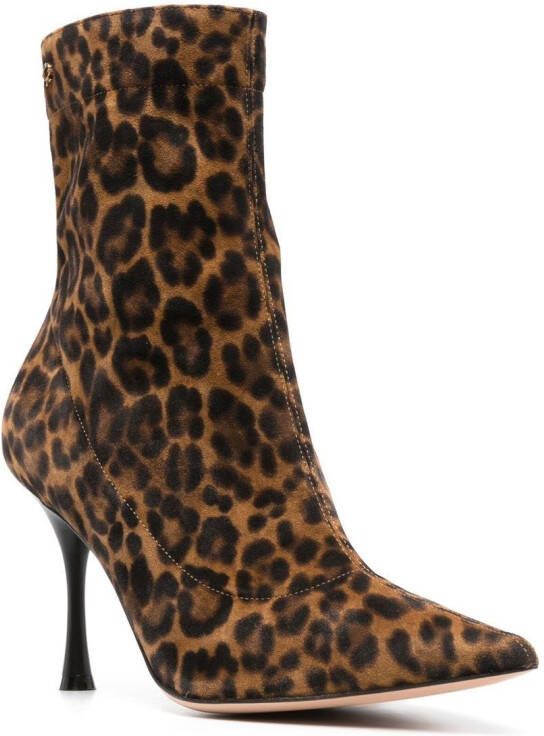 Gianvito Rossi Dunn 85mm leopard-print boots Brown