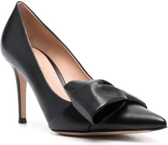 Gianvito Rossi 85mm bow-detail leather pumps Black
