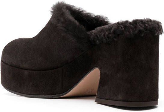 Gianvito Rossi 85mm fur-lining suede mules Brown