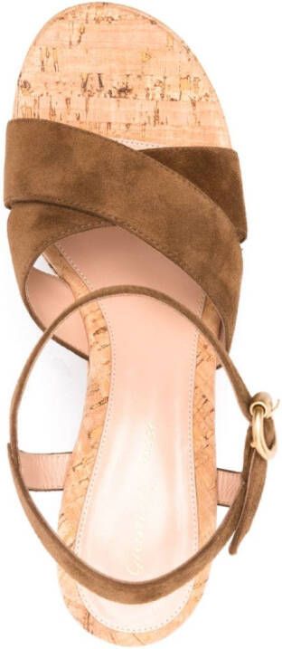 Gianvito Rossi 85mm wedge sandals Brown