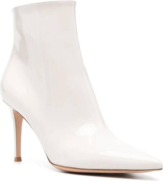 Gianvito Rossi Avril 95mm patent-leather ankle boots Neutrals