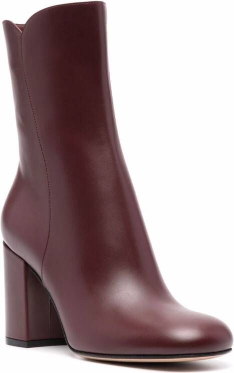 Gianvito Rossi block-heel leather ankle boots Red