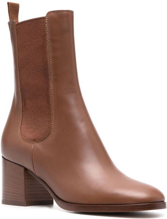 Gianvito Rossi block-heel leather Chelsea boots Brown