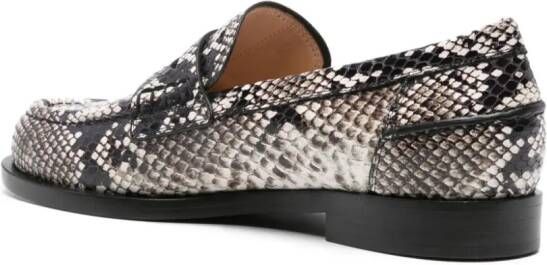 Gianvito Rossi Borneo snake-effect leather loafers Neutrals