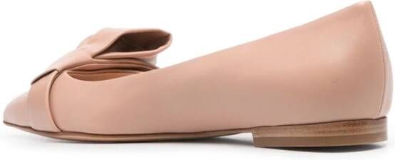 Gianvito Rossi bow-detail leather ballerina shoes Neutrals