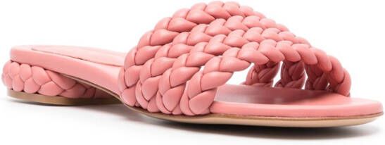 Gianvito Rossi braided-leather flat sandals Pink