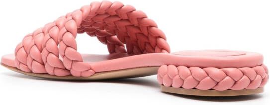 Gianvito Rossi braided-leather flat sandals Pink