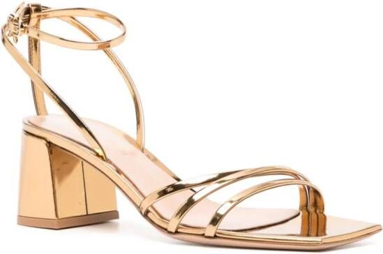 Gianvito Rossi Brielle 60mm mirrored leather sandals Gold