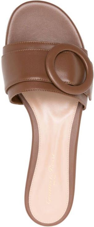 Gianvito Rossi buckle-detail leather slides Brown