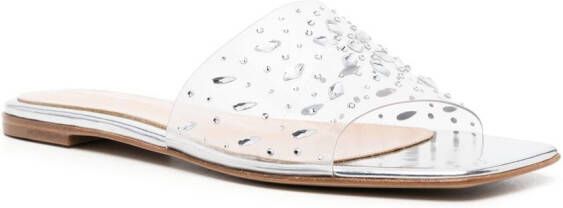 Gianvito Rossi crystal-embellished calf-leather sandals White