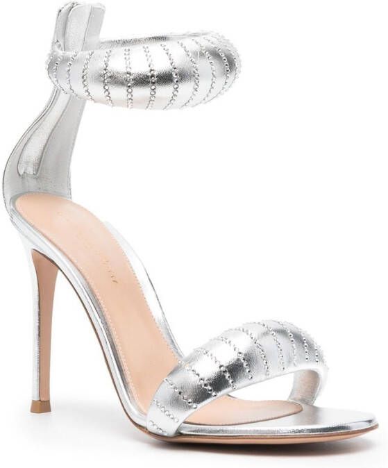 Gianvito Rossi crystal-embellished metallic sandals Silver