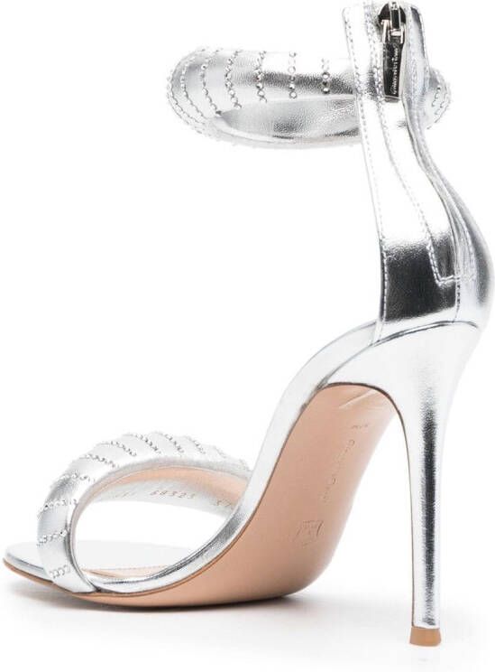 Gianvito Rossi crystal-embellished metallic sandals Silver