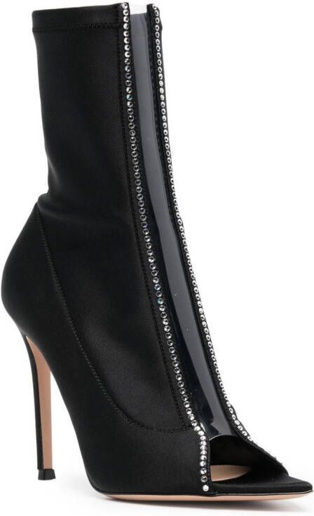 Gianvito Rossi Crystal Hiroko 105mm satin boots Black