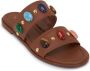Gianvito Rossi embellished flat leather sandals Brown - Thumbnail 2