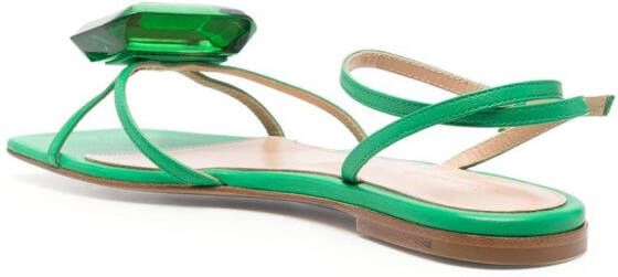 Gianvito Rossi embellished leather flat sandals Green