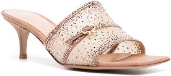 Gianvito Rossi embellished-strap backless mules Neutrals