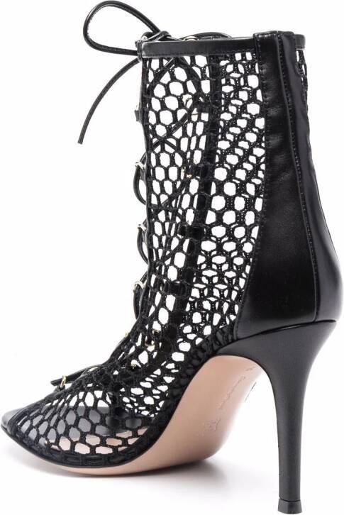 Gianvito Rossi fishnet lace-up sandals Black