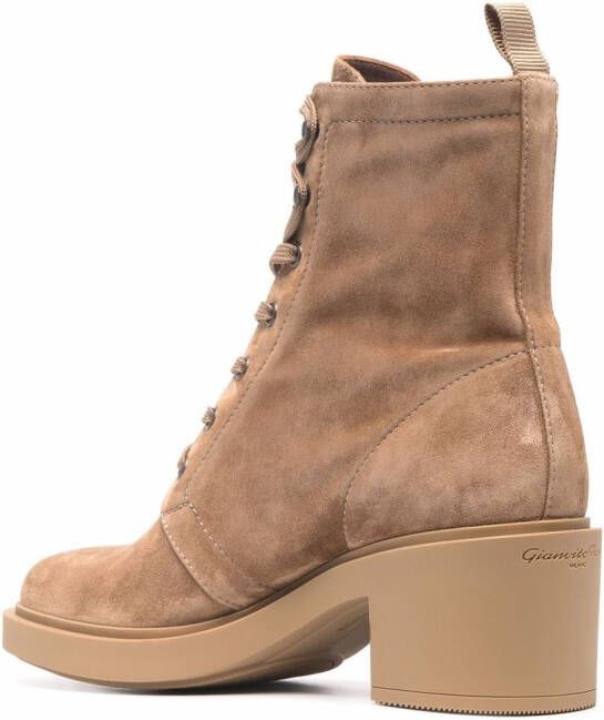 Gianvito Rossi Foster 45mm suede lace-up boots Neutrals