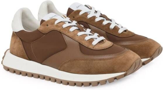 Gianvito Rossi Gravel panelled sneakers Brown