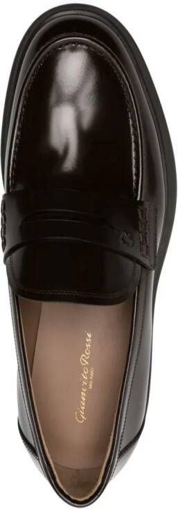Gianvito Rossi Harris debossed-logo leather loafers Brown