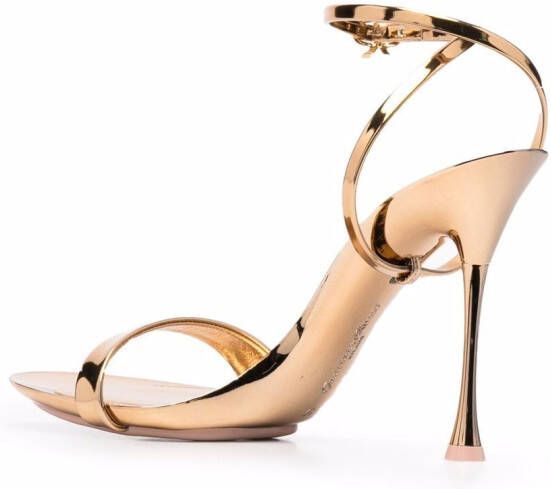 Gianvito Rossi Spice Ribbon 95mm metallic-effect sandals Gold