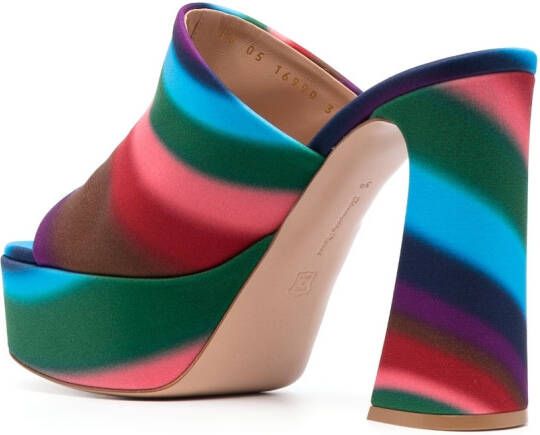 Gianvito Rossi Holly 115mm striped platform mules Blue