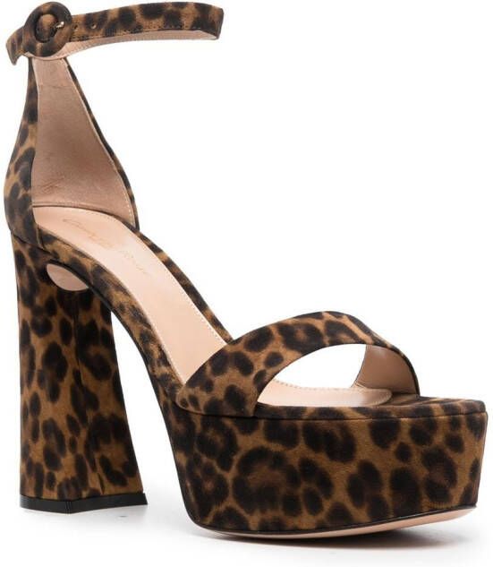 Gianvito Rossi Holly 120mm leopard-print sandals Brown