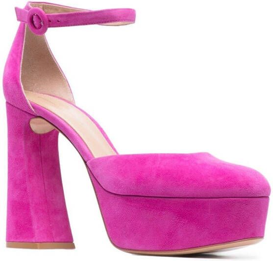 Gianvito Rossi Holly D'Orsay 120mm suede platform pumps Pink