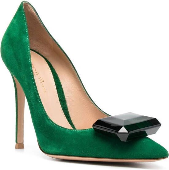 Gianvito Rossi Jaipur 105mm gemstone-embellished pumps Green