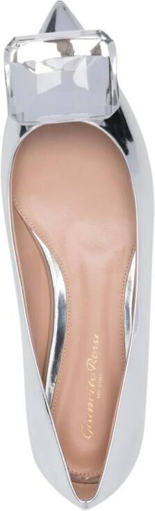 Gianvito Rossi Jaipur patent-finish leather ballerina shoes Silver