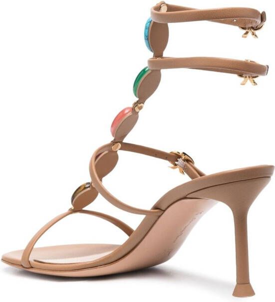 Gianvito Rossi jewelled T-strap sandals Neutrals
